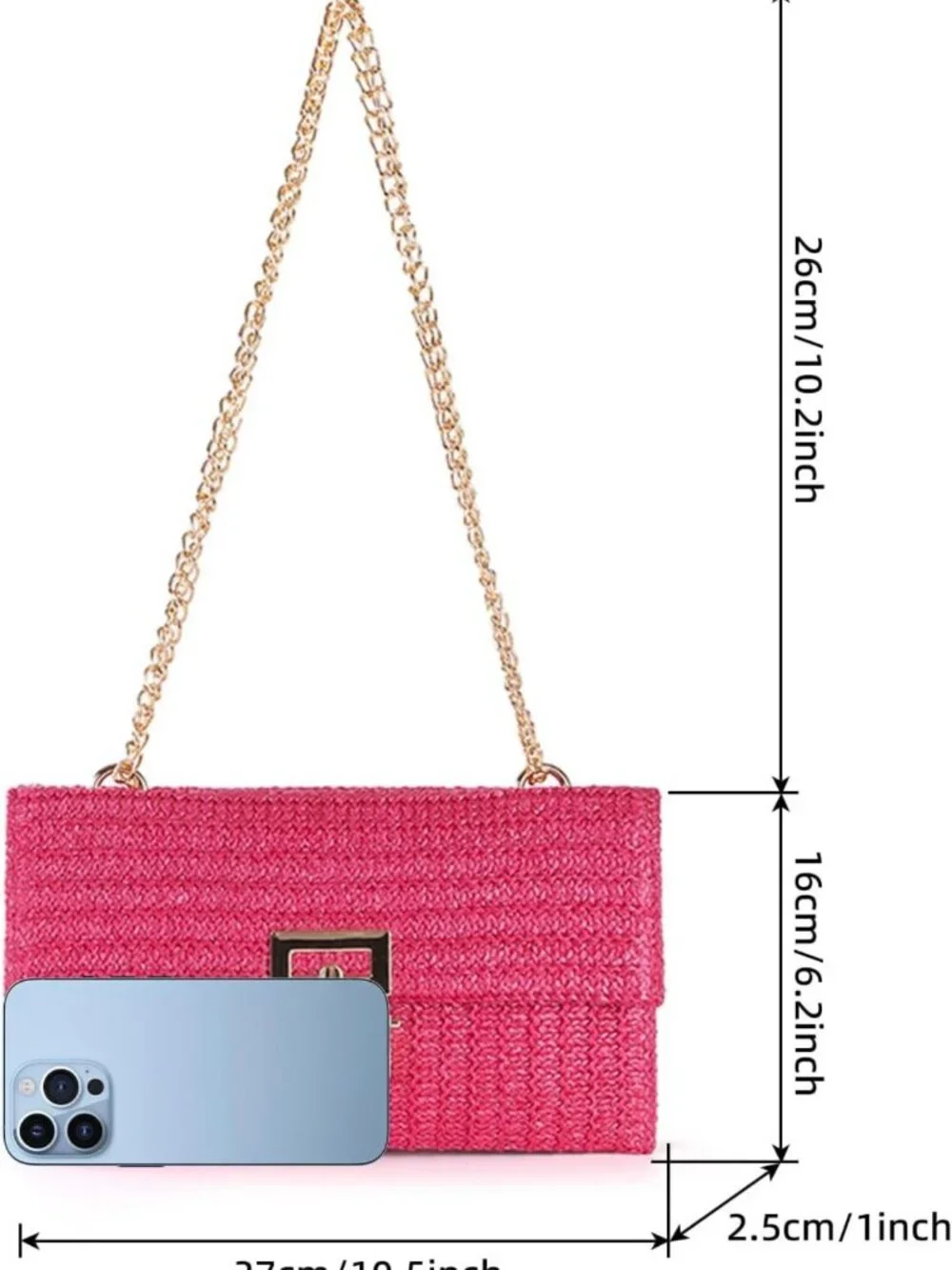 Woven Straw Chain Clutch Purse for Women - Stylish Envelope Handbag & Crossbody